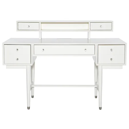 White Kids Desk and Hutch with 7 Drawers and 1 Shelf